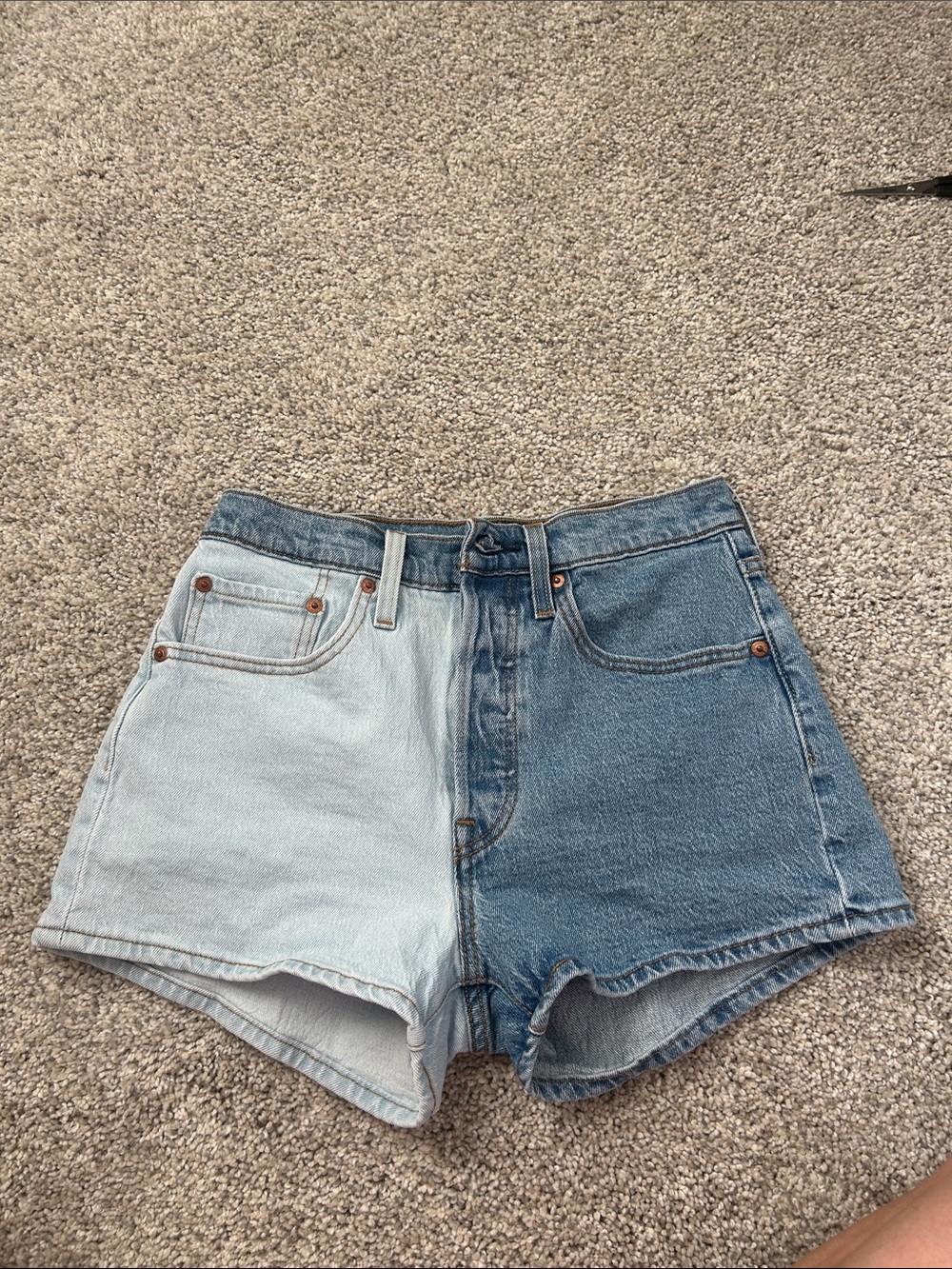 Levi's 501 Two-Tone Light and Dark Blue Denim Shorts